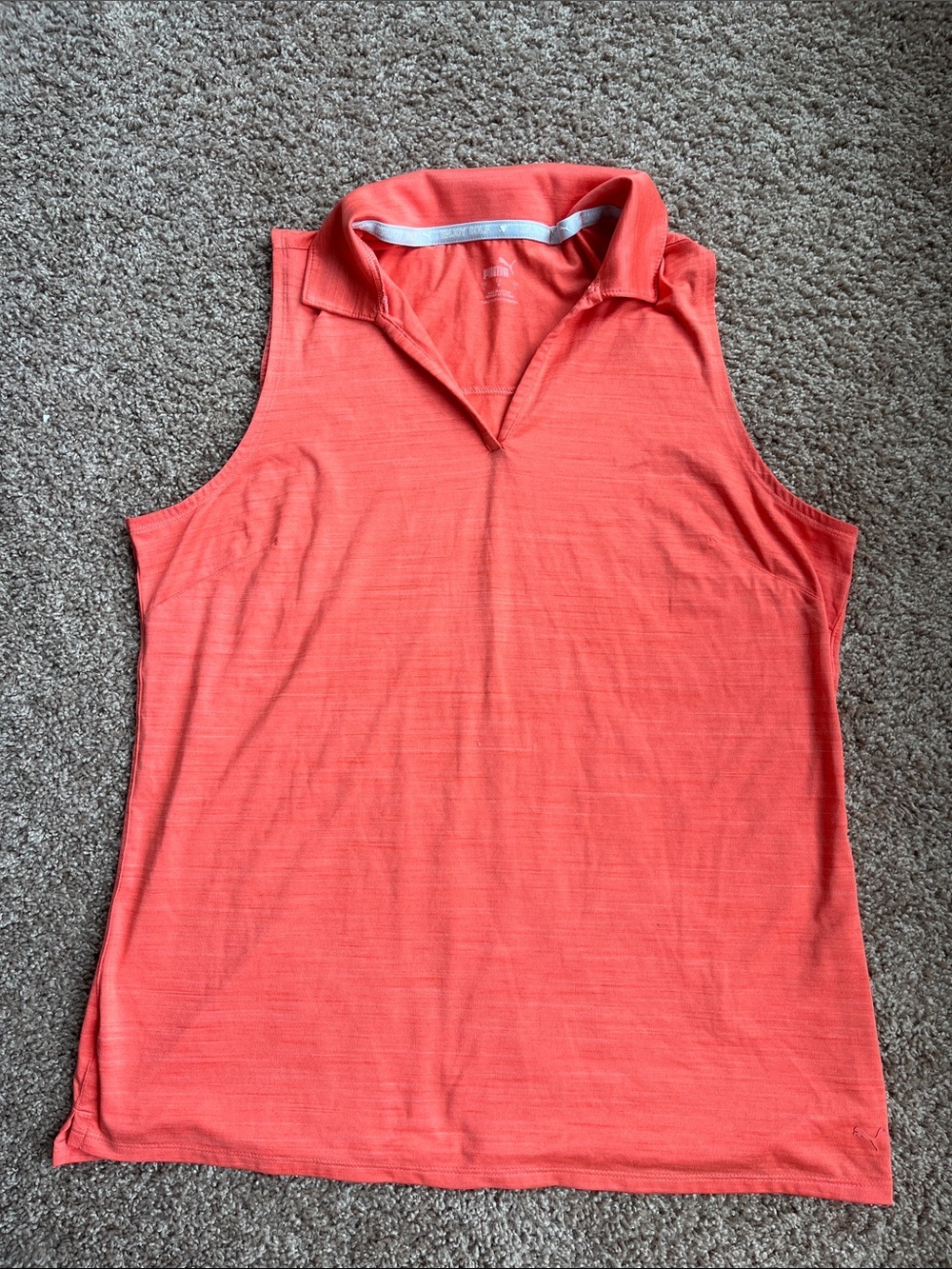 Puma Sleeveless Polo Tank in Coral Orange Size L